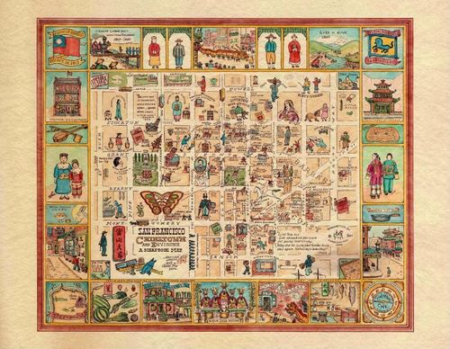 San Francisco Chinatown and Environs - Ken Cathcart, a Scrapbook Map - 1947