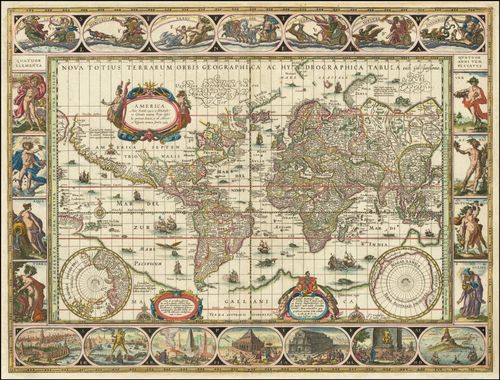 Nova Totius Terrarum Orbis Geographica Ac Hydrographica Tabula - Willem Janszoon Blaeu - 1606DUPLICATED